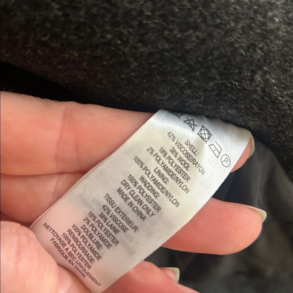 French Connection Wool Blend Charcoal Gray Longline Mid Length Winter Jacket